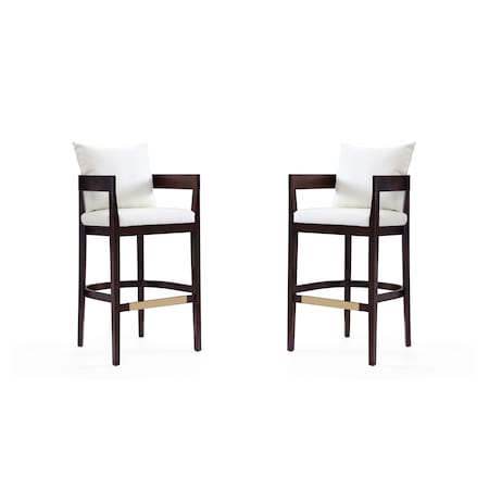 Manhattan Comfort Ritz Barstool in Ivory and Dark Walnut, PK2 2-BS013-IV